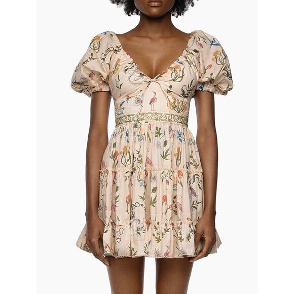 Agua by Agua Bendita Manzanilla Paraiso Botanical Mini Dress Medium Cottagecore - Picture 2 of 15